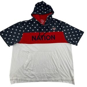 Parish Nation Men Sz 4XL Short Sleeve Hoodie Stars Red White Blue Patriotic USA